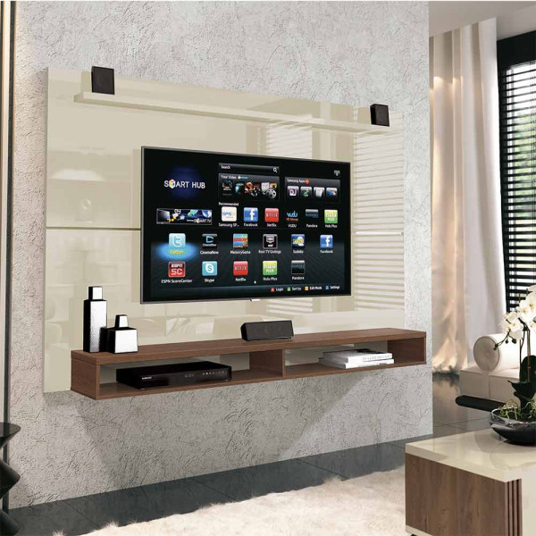 Painel De Parede Tv At Polegadas Off White Naturale Maxi Edn M Veis