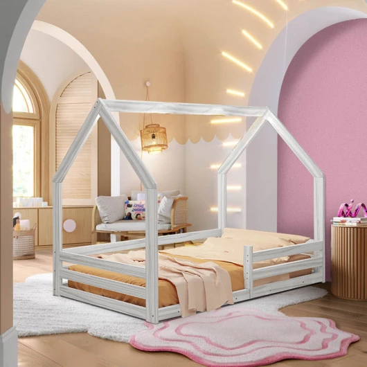 Cama Casinha Montessoriana Solteiro Madeira Maci A Branco Afago Shop Jm