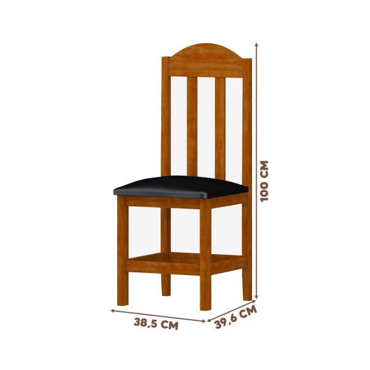 value=Conjunto Mesa 70x70 de Madeira com 4 Cadeiras Estofada Mel- Cod: 80524