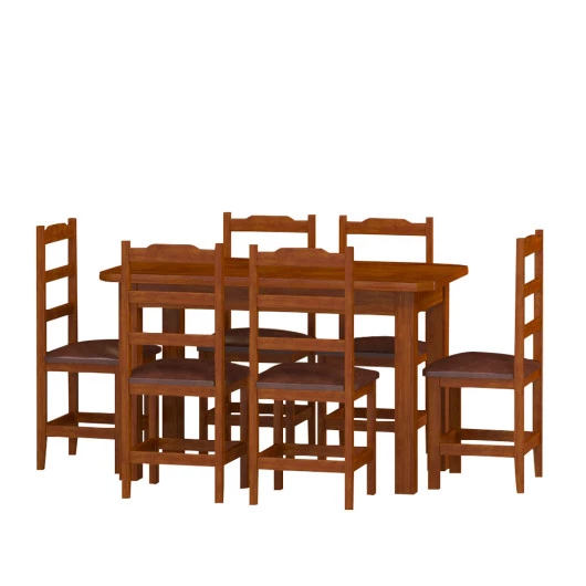 Mesa De Jantar Com 6 Cadeiras Madeira Maciça 160 x 88 Mel Safira Nemargi