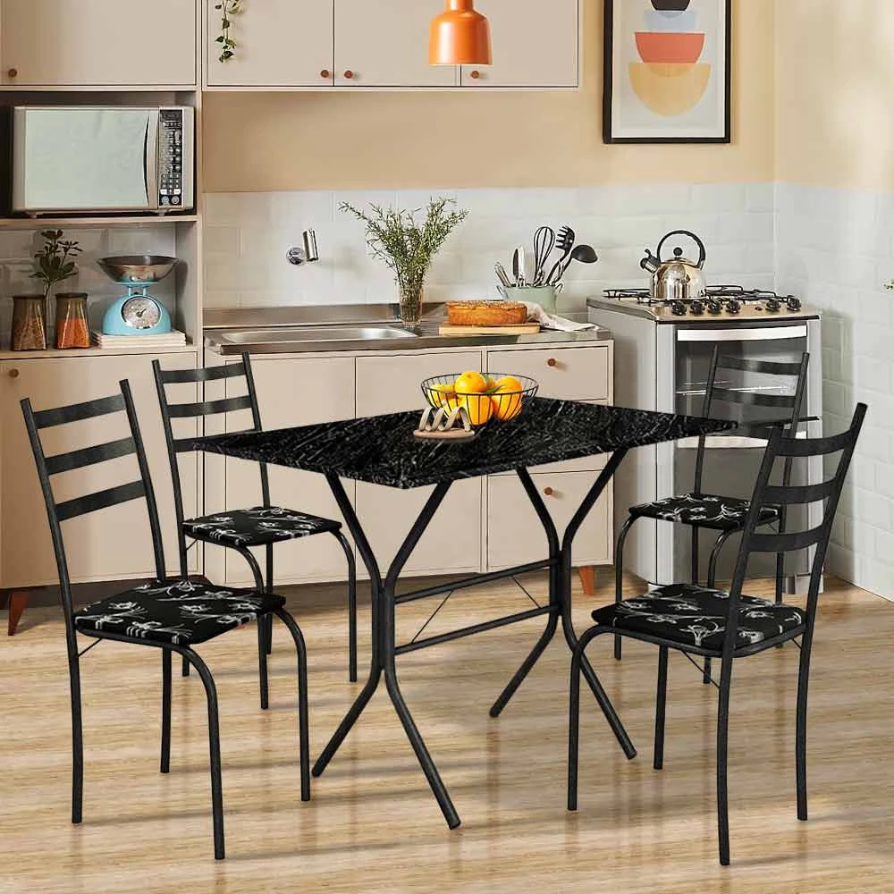 Mesa com 4 Cadeiras para Cozinha Ipanema Teixeira Preta na Americanas  Empresas