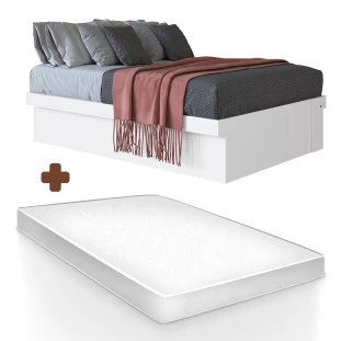 Cama Box Multifuncional De Casal Com Baú E Colchão Branco Kous Shop Jm