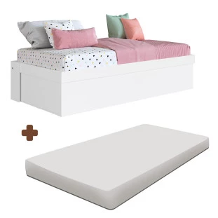 Cama Solteiro Articulável Com Baú E Colchão Branco Hezo Shop Jm