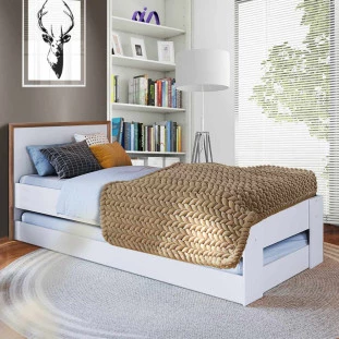 Cama Solteiro Com Auxiliar Branco Lomita Shop JM