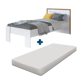 Cama Solteiro Moderna Com Colchão Branco Lomita Shop JM