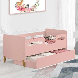 Cama Infantil Cecilia Com Sapateira Rosa