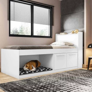 Cama Solteiro Espaço Pet Branco Branco