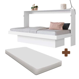 Cama Solteiro Multifuncional Dobrável Branco Com Colchão Zou Shop Jm