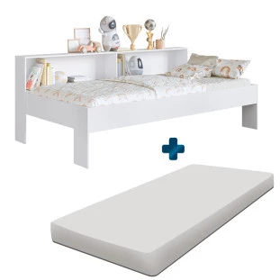 Cama Infantil Solteiro Com Colchão E Nichos Branco Sunset Shop JM