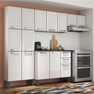 Cozinha Completa Modulada 4 Peças De Aço Branco Darin Shop Jm