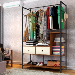 Closet Modulado Com Cabideiro 120 cm Aço Preto Canela Off White Sevilha Art Panta