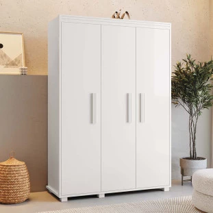 Guarda Roupa Solteiro 3 Portas 124 cm Branco Belize Fênix