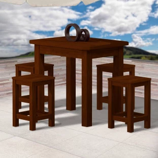 Conjunto Sala De Jantar Madeira Maciça Safira Com 4 Lugares Castanho